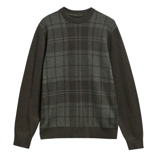 Barbour Mineral Tartan Crew Neck Jumper - Green - XL