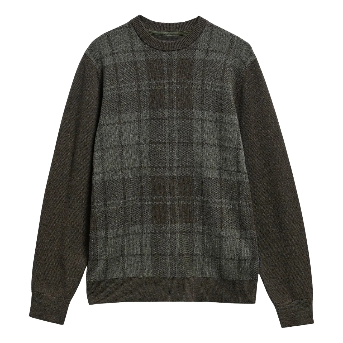 Barbour Mineral Tartan Crew Neck Jumper - Green - XL