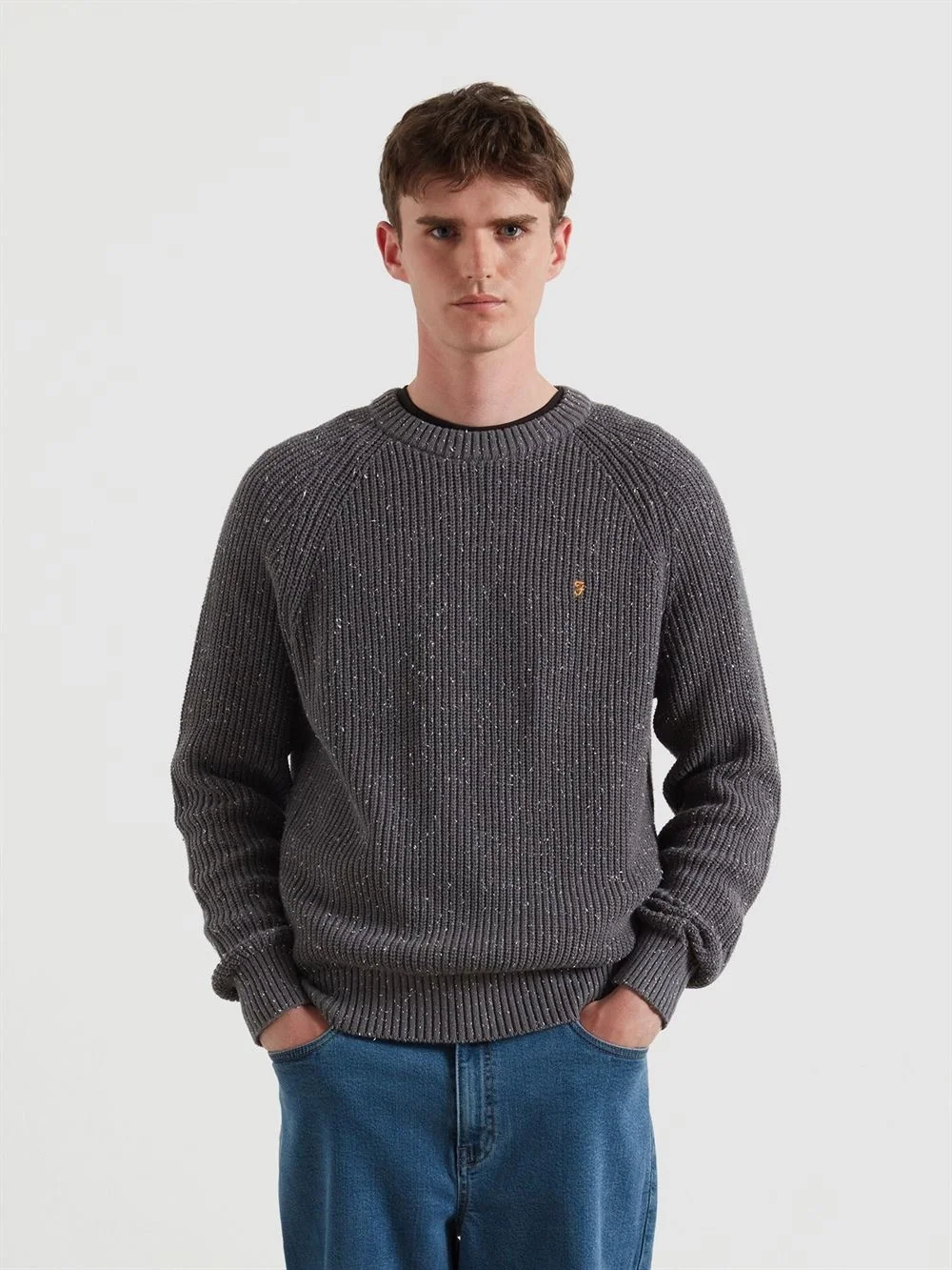 Farah Sage Nepped Sweater - Grey - XL