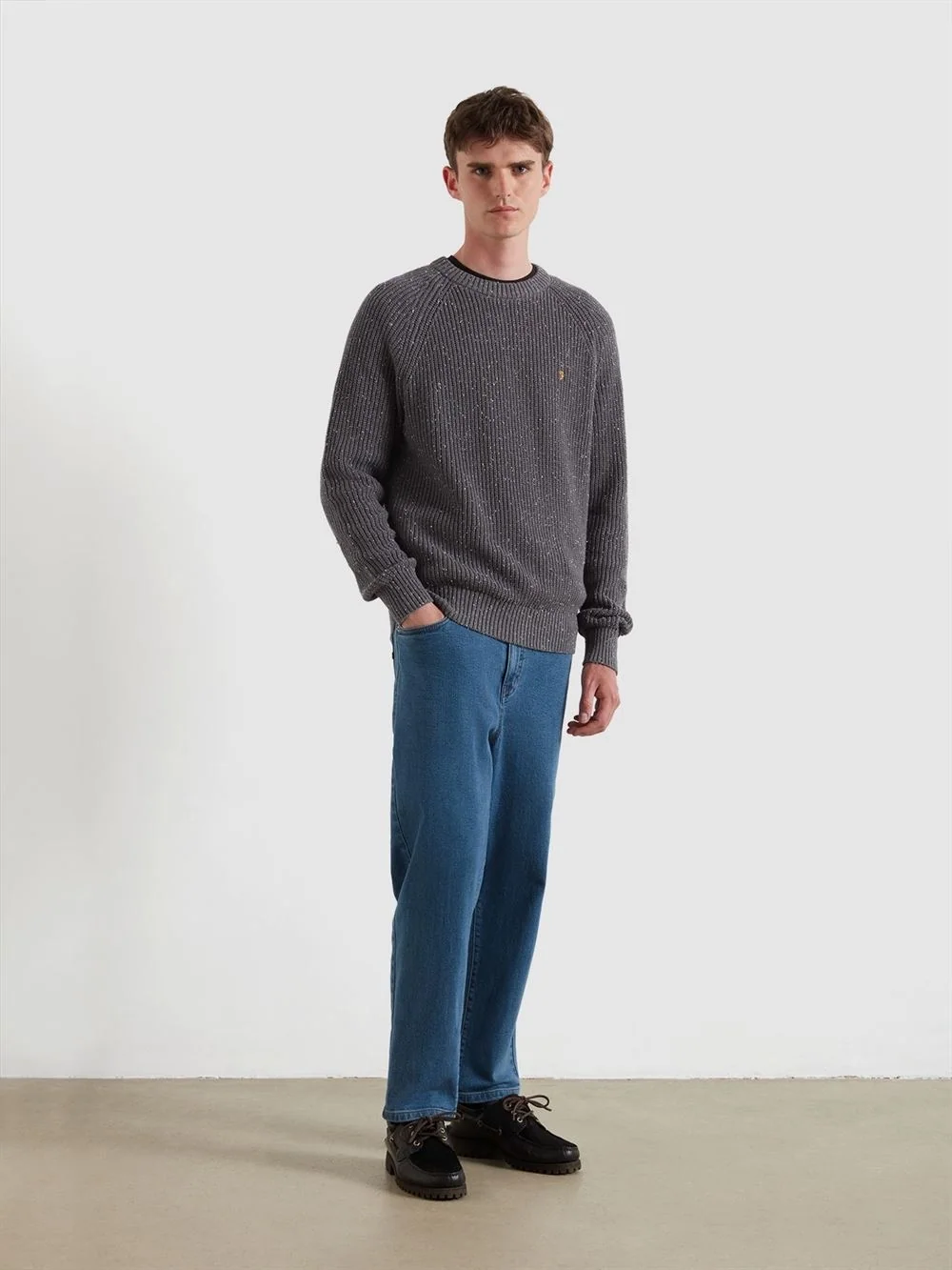 Farah Sage Nepped Sweater - Grey - XL