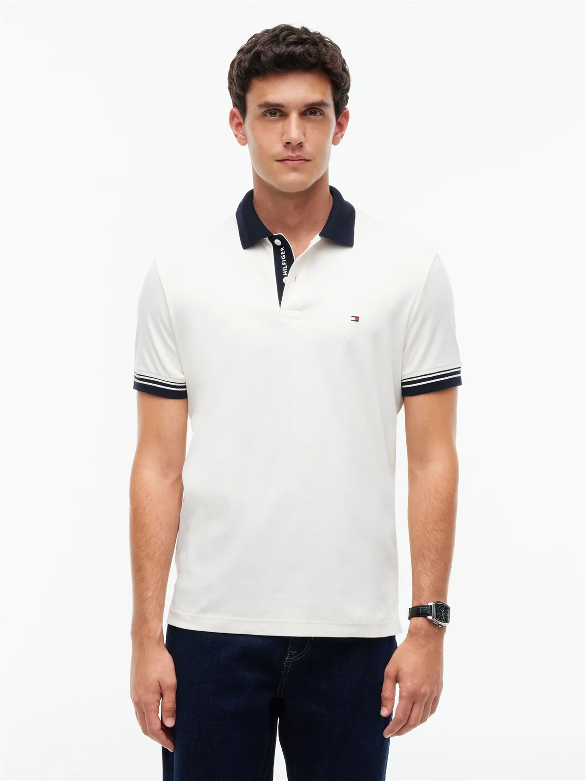 Tommy Hilfiger Interlock Contrast Placket Polo Shirt - Beige - 2XL