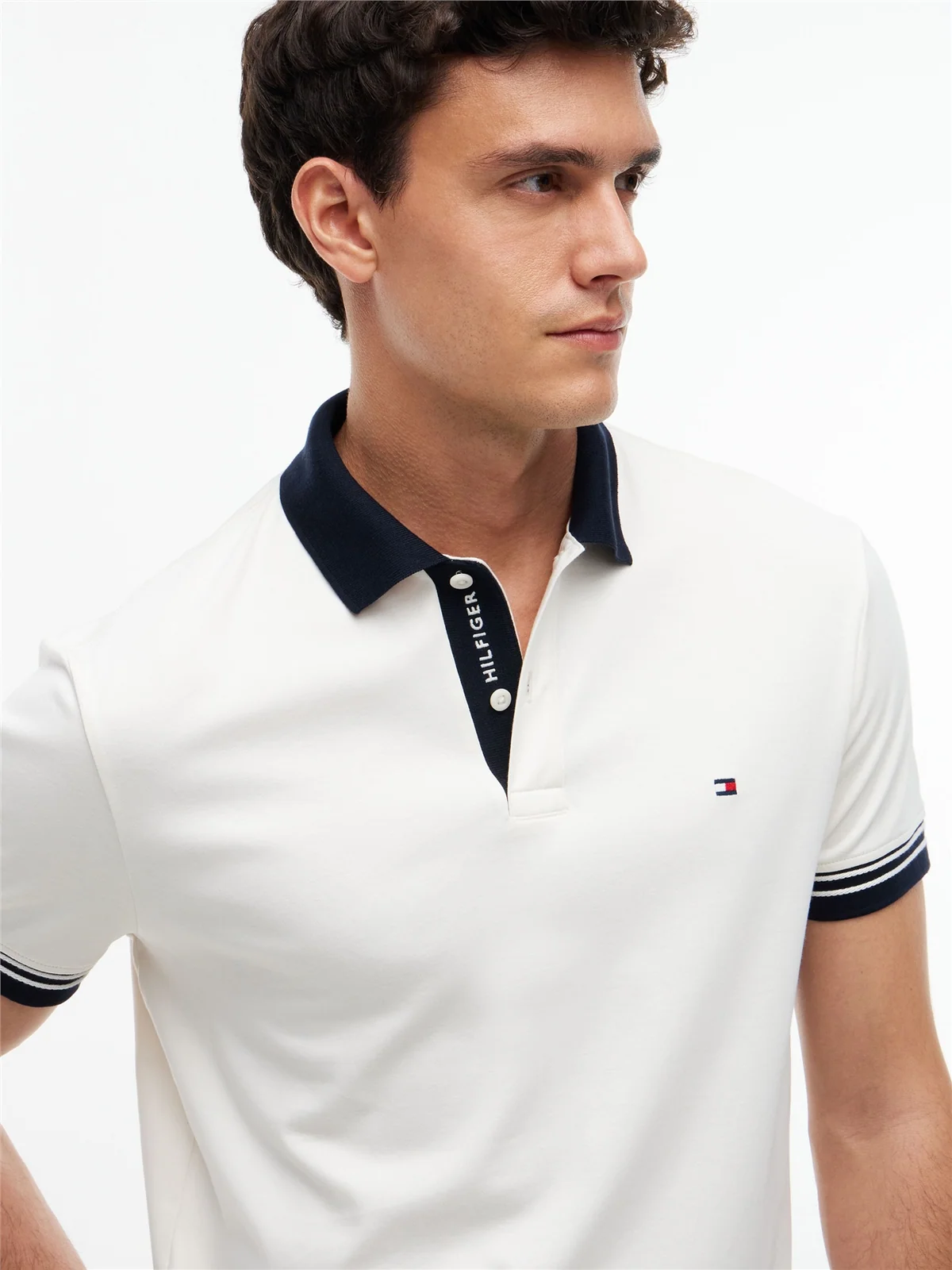 Tommy Hilfiger Interlock Contrast Placket Polo Shirt - Beige - 2XL