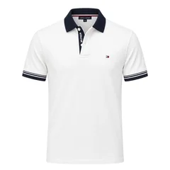 Tommy Hilfiger Interlock Contrast Placket Polo Shirt - Beige - 2XL