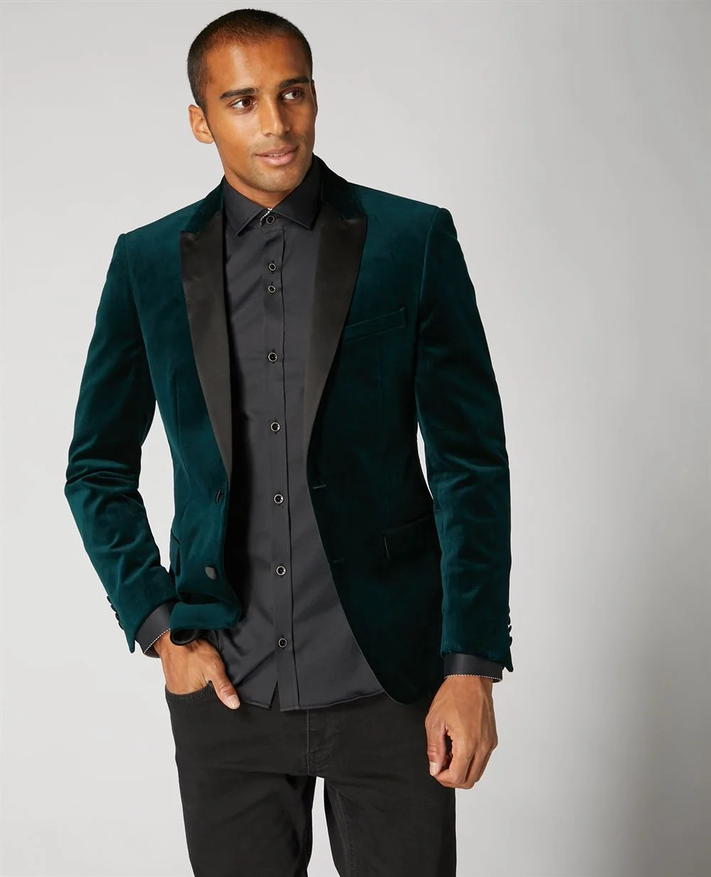 Remus Uomo Velvet Jacket - Green - 40R