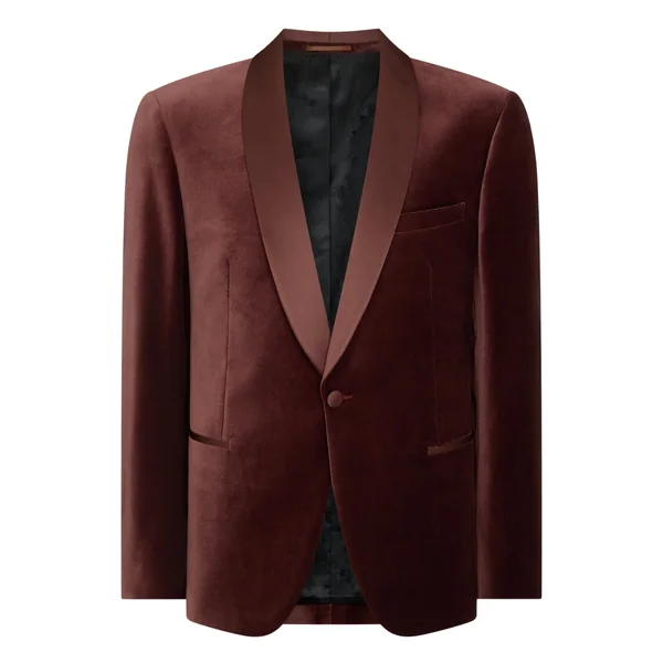 Remus Uomo Romeo Slim Fit Velvet Dinner Jacket - Wine - 44R