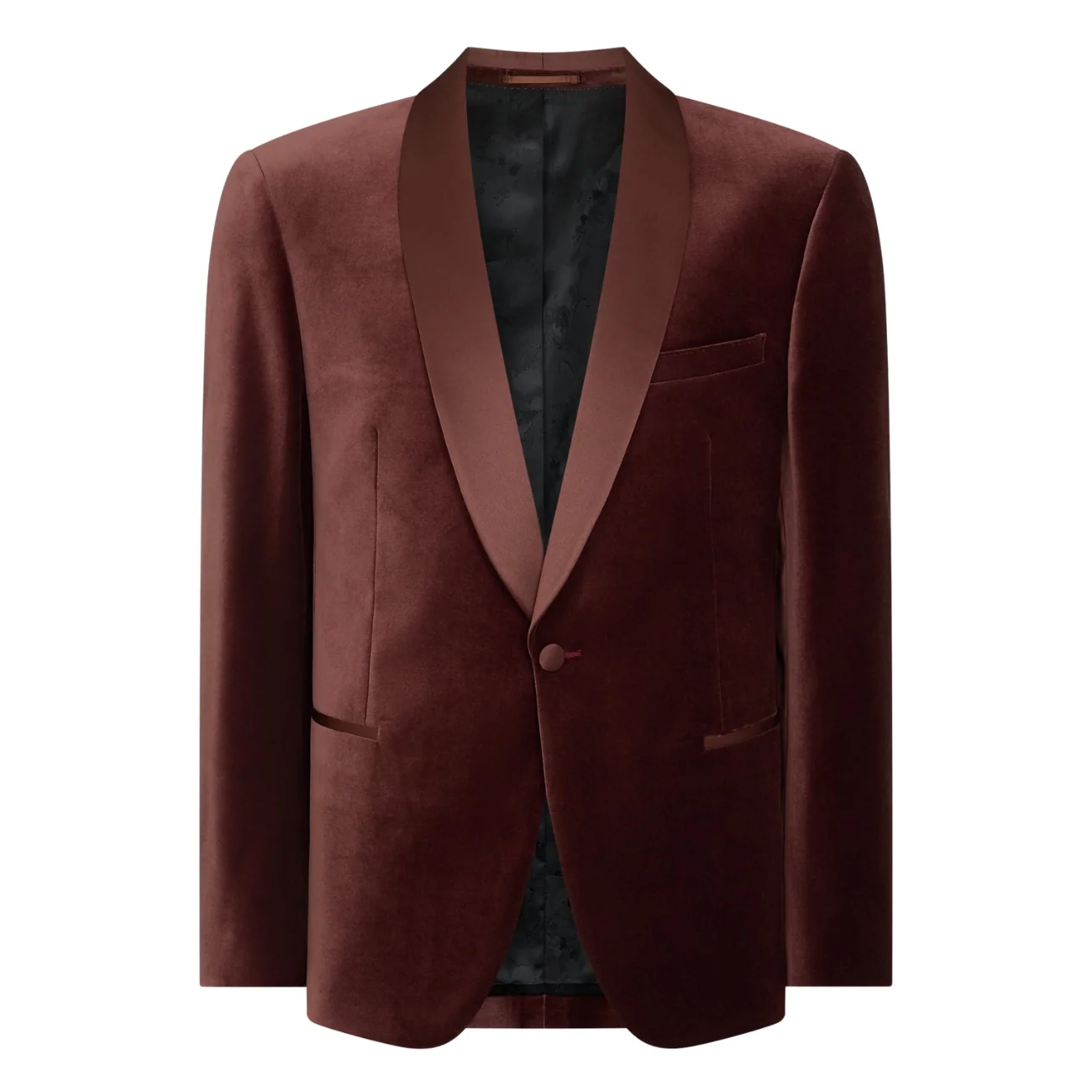 Remus Uomo Romeo Slim Fit Velvet Dinner Jacket - Wine - 44R