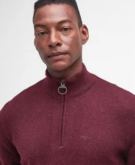Barbour Essential Tisbury Half Zip Knitted Jumper - Wine - XL