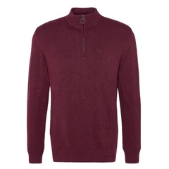 Barbour Essential Tisbury Half Zip Knitted Jumper - Wine - XL