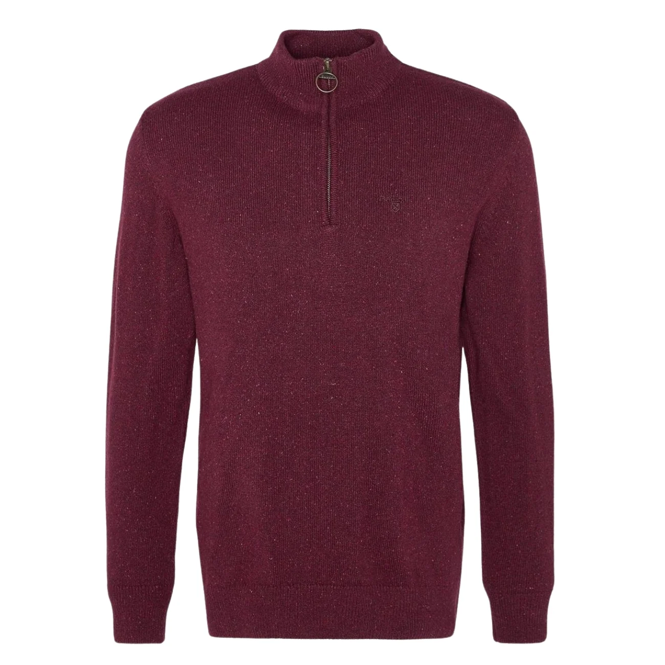 Barbour Essential Tisbury Half Zip Knitted Jumper - Wine - XL