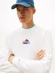 Tommy Jeans Mountain Logo Embroidery Terry Sweatshirt - Beige - L