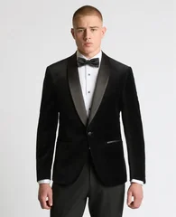 Remus Uomo Romeo Slim Fit Velvet Dinner Jacket - Black - 38R