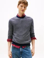 Tommy Hilfiger Herringbone Knit Jumper With Cashmere - Navy - M