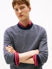 Tommy Hilfiger Herringbone Knit Jumper With Cashmere - Navy - M