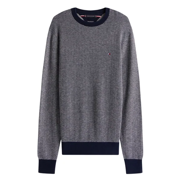 Tommy Hilfiger Herringbone Knit Jumper With Cashmere - Navy - M