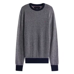 Tommy Hilfiger Herringbone Knit Jumper With Cashmere - Navy - M