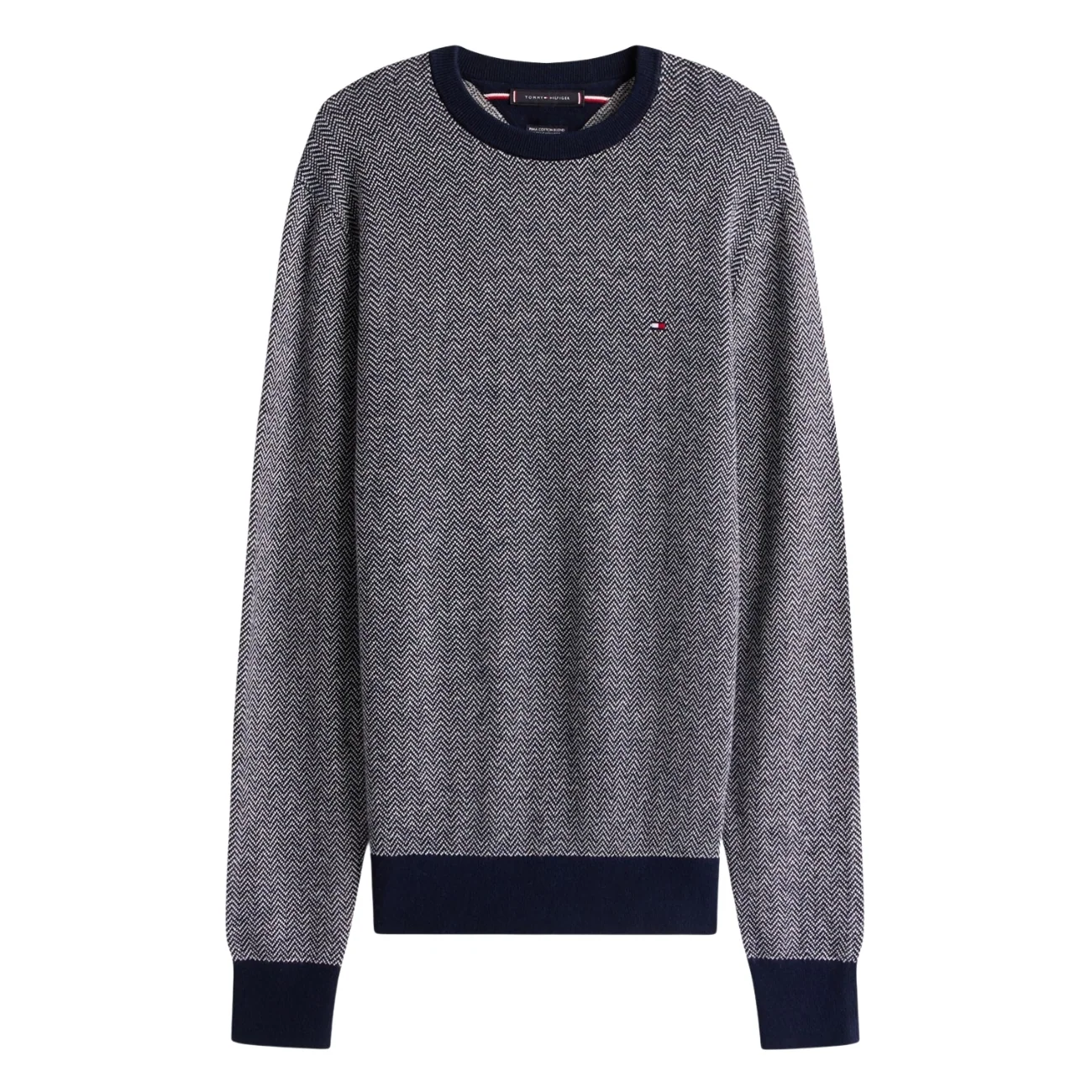 Tommy Hilfiger Herringbone Knit Jumper With Cashmere - Navy - M