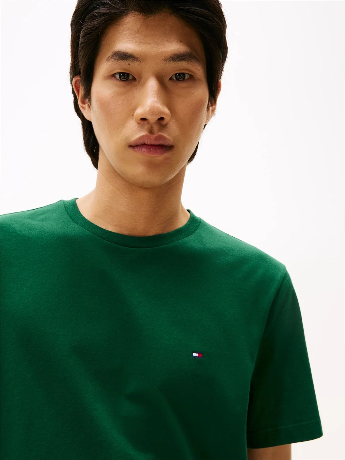 Tommy Hilfiger Flag Embroidery Crew Neck T-Shirt - Green - M