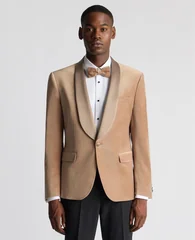 Remus Uomo Romeo Slim Fit Velvet Dinner Jacket - Beige - 44R