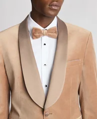 Remus Uomo Romeo Slim Fit Velvet Dinner Jacket - Beige - 44R