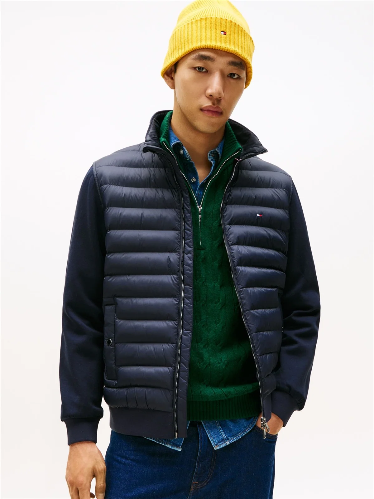 Tommy Hilfiger Quilted Zip-Thru Sweatshirt - Navy - XL