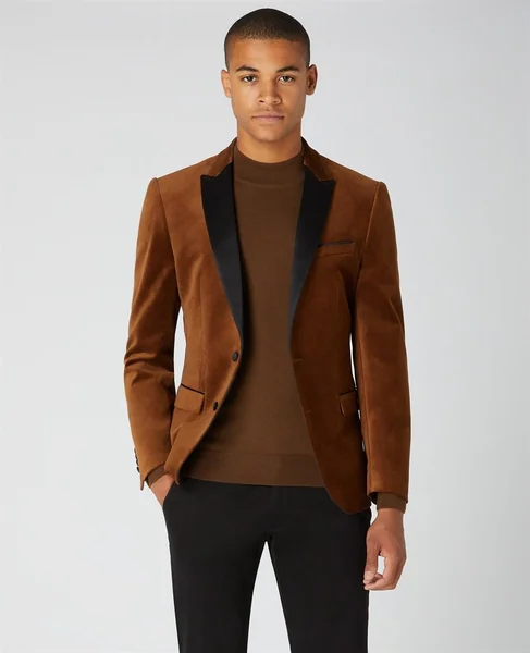 Remus Uomo Velvet Jacket - Tan - 46R