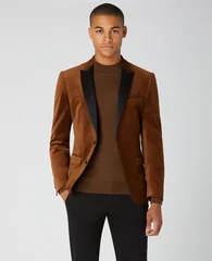 Remus Uomo Velvet Jacket - Tan - 46R