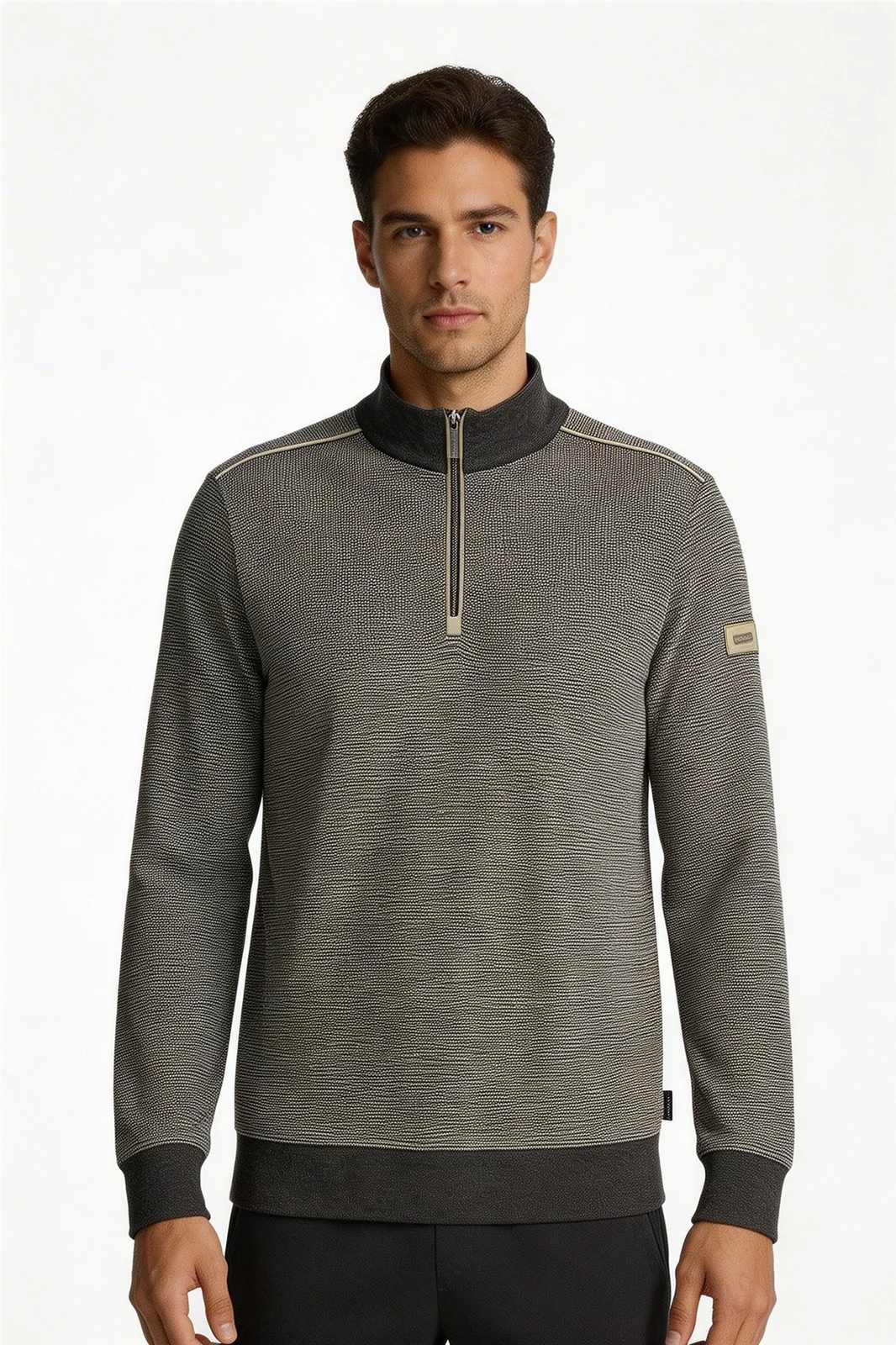 Bugatti Mens Texture 1/4 Zip Sweatshirt - Navy - XL
