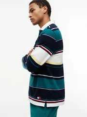 Tommy Jeans Relaxed Fit Mixed Stripe Rugby Shirt - Navy - S