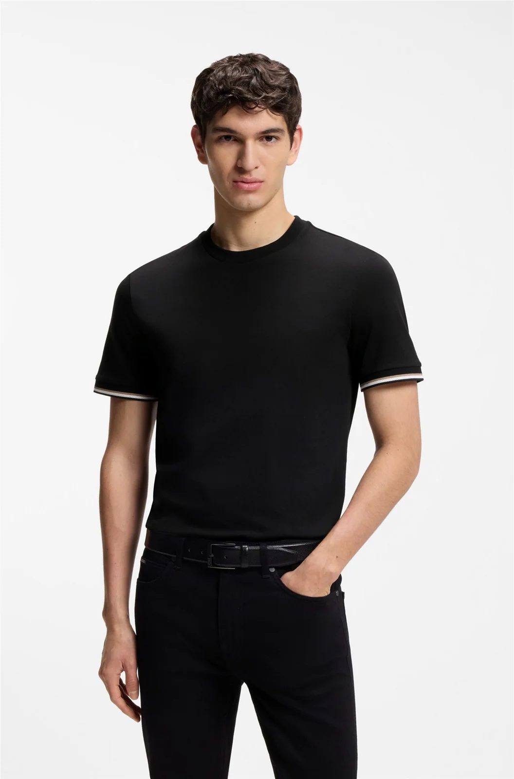 Boss Thompson Tipped Cotton-jersey T-shirt - Black - M
