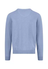 Fynch Hatton V-Neck Superfine Cotton Jumper - Breeze Blue - L