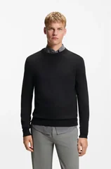 Boss Asac_C Knitted-Cotton Sweater - Black - L