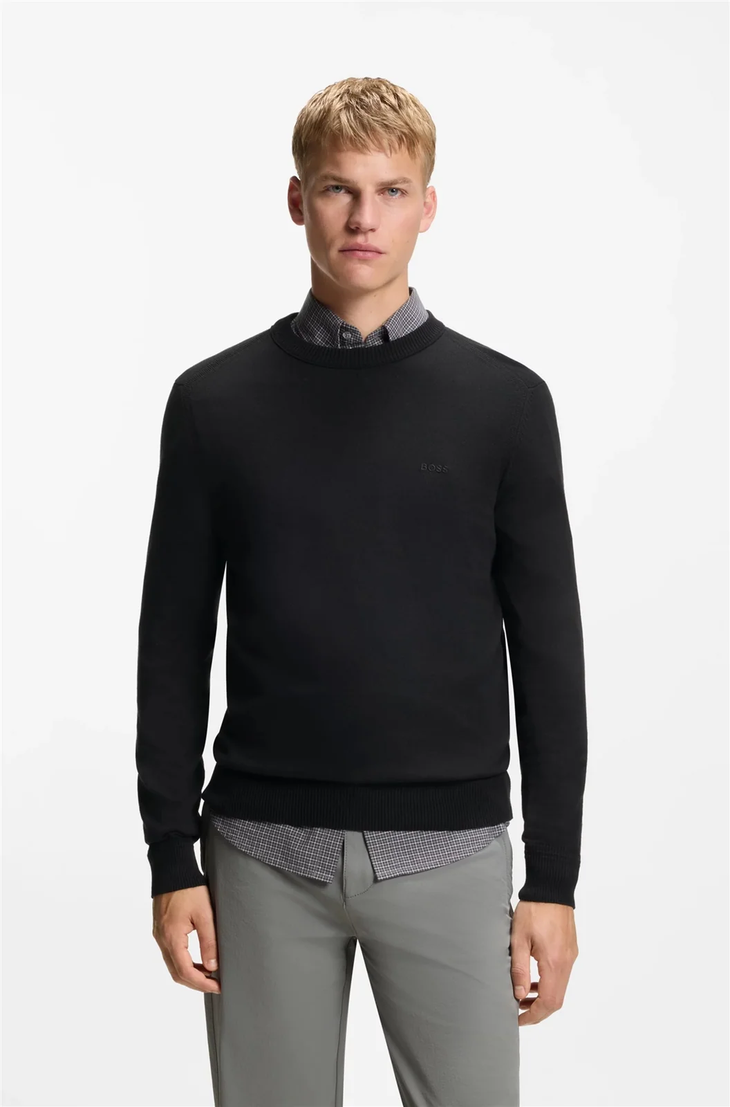 Boss Asac_C Knitted-Cotton Sweater - Black - L