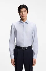 Boss H-Joe-K-C Print Italian-made Twill Shirt - Blue - 44