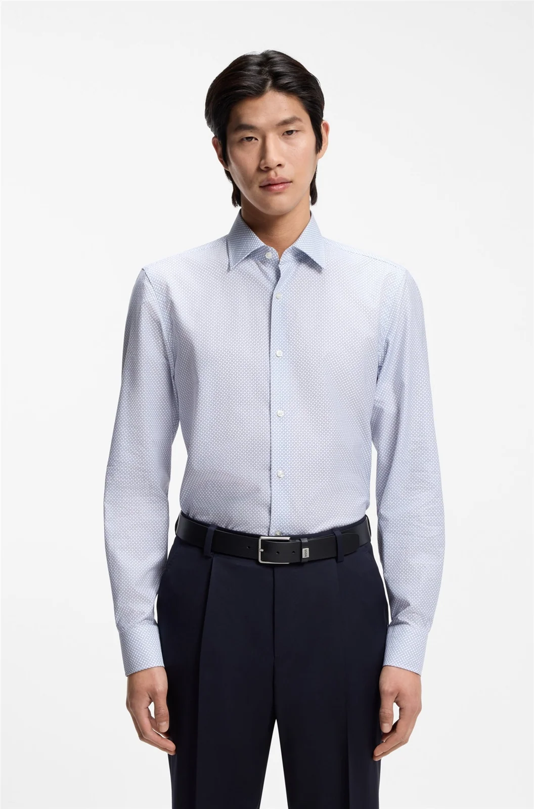 Boss H-Joe-K-C Print Italian-made Twill Shirt - Blue - 44