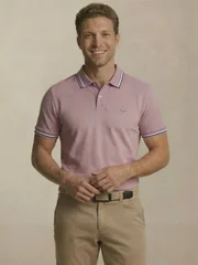 Fynch Hatton Contrast Tipping Polo Shirt - Magnolia - M
