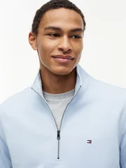Tommy Hilfiger Flag Embroidery Terry Quarter-Zip Jumper - Blue - L