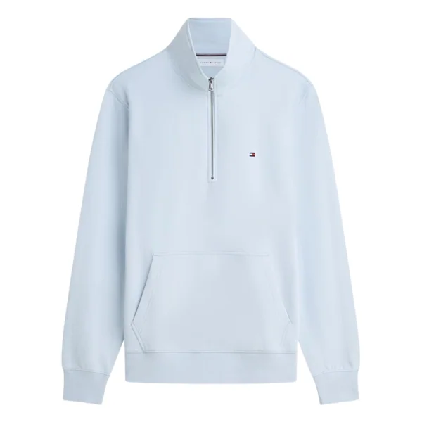 Tommy Hilfiger Flag Embroidery Terry Quarter-Zip Jumper - Blue - L
