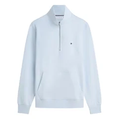 Tommy Hilfiger Flag Embroidery Terry Quarter-Zip Jumper - Blue - L