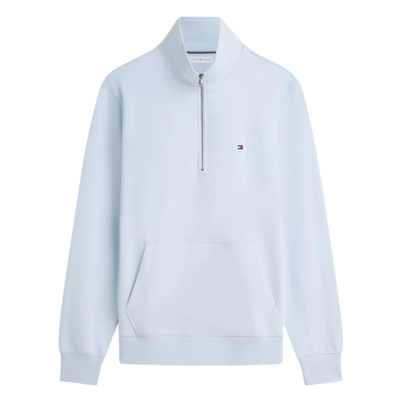 Tommy Hilfiger Flag Embroidery Terry Quarter-Zip Jumper - Blue - L