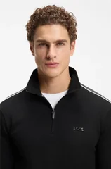 Boss Contrast-Detail Zip-Neck Track Sweatshirt - Black - L