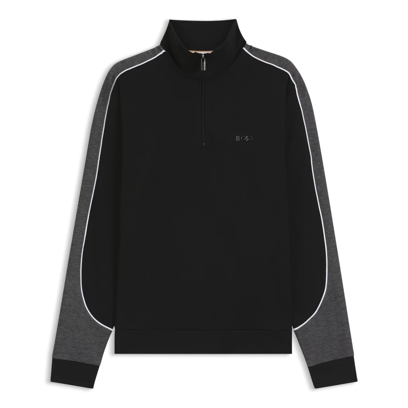 Boss Contrast-Detail Zip-Neck Track Sweatshirt - Black - L
