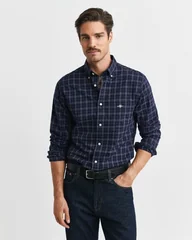 Gant Classic Poplin Check Shirt - Blue - M