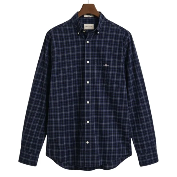 Gant Classic Poplin Check Shirt - Blue - M