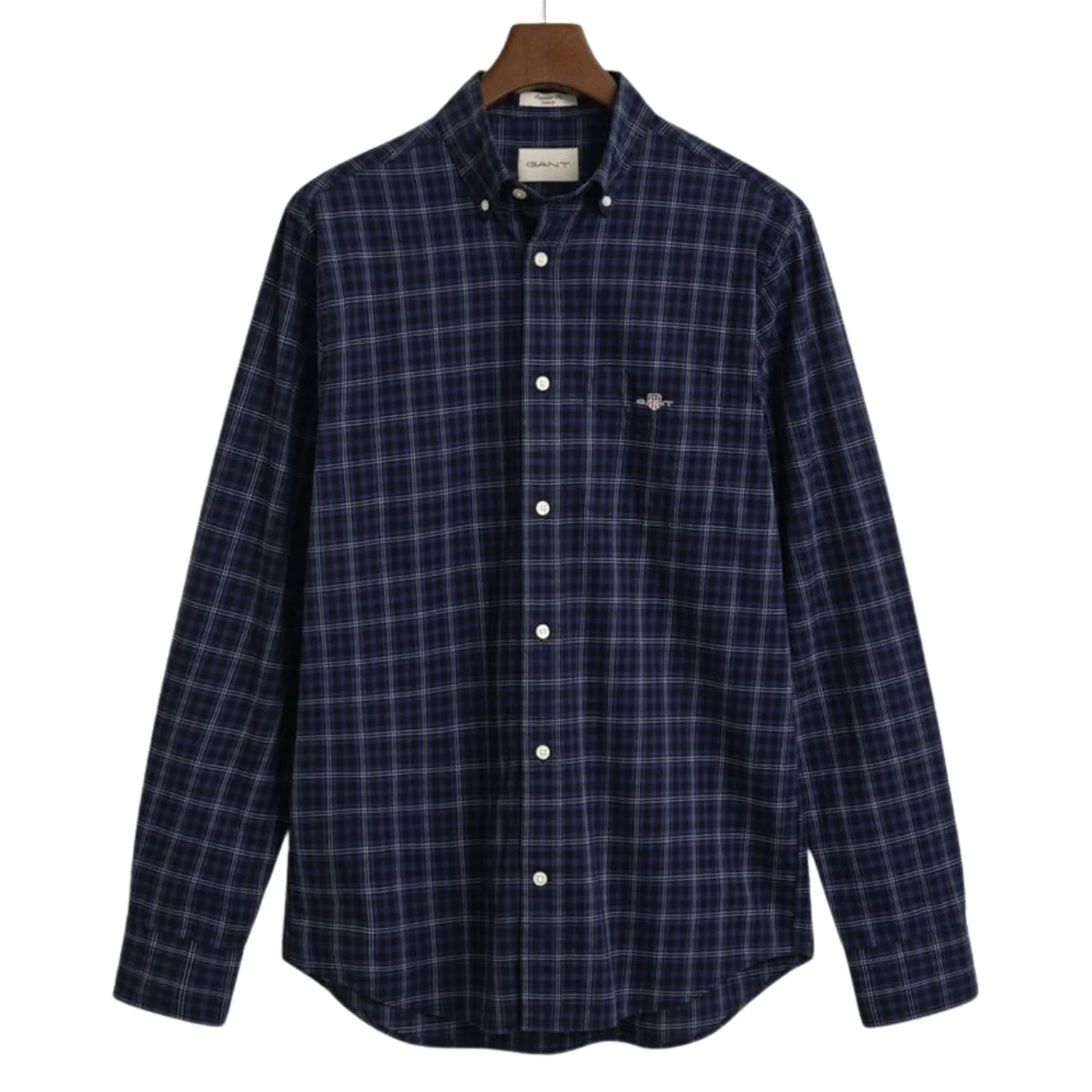 Gant Classic Poplin Check Shirt - Blue - M