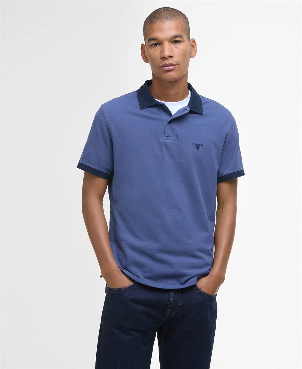 Barbour Lynmouth Tipped Tailored Fit Polo Shirt - Ocean Blue - M