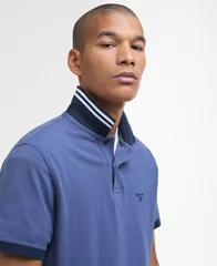 Barbour Lynmouth Tipped Tailored Fit Polo Shirt - Ocean Blue - M