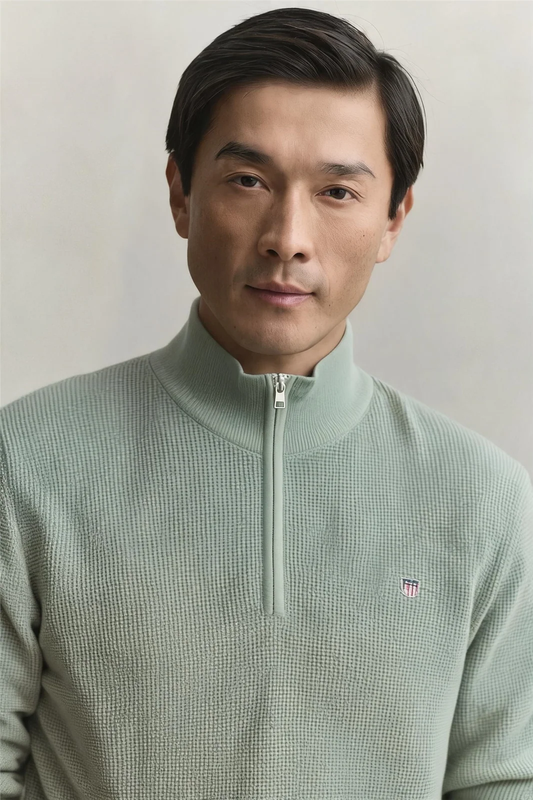 Gant Micro Textured Cotton Half Zip Jumper - Green - M