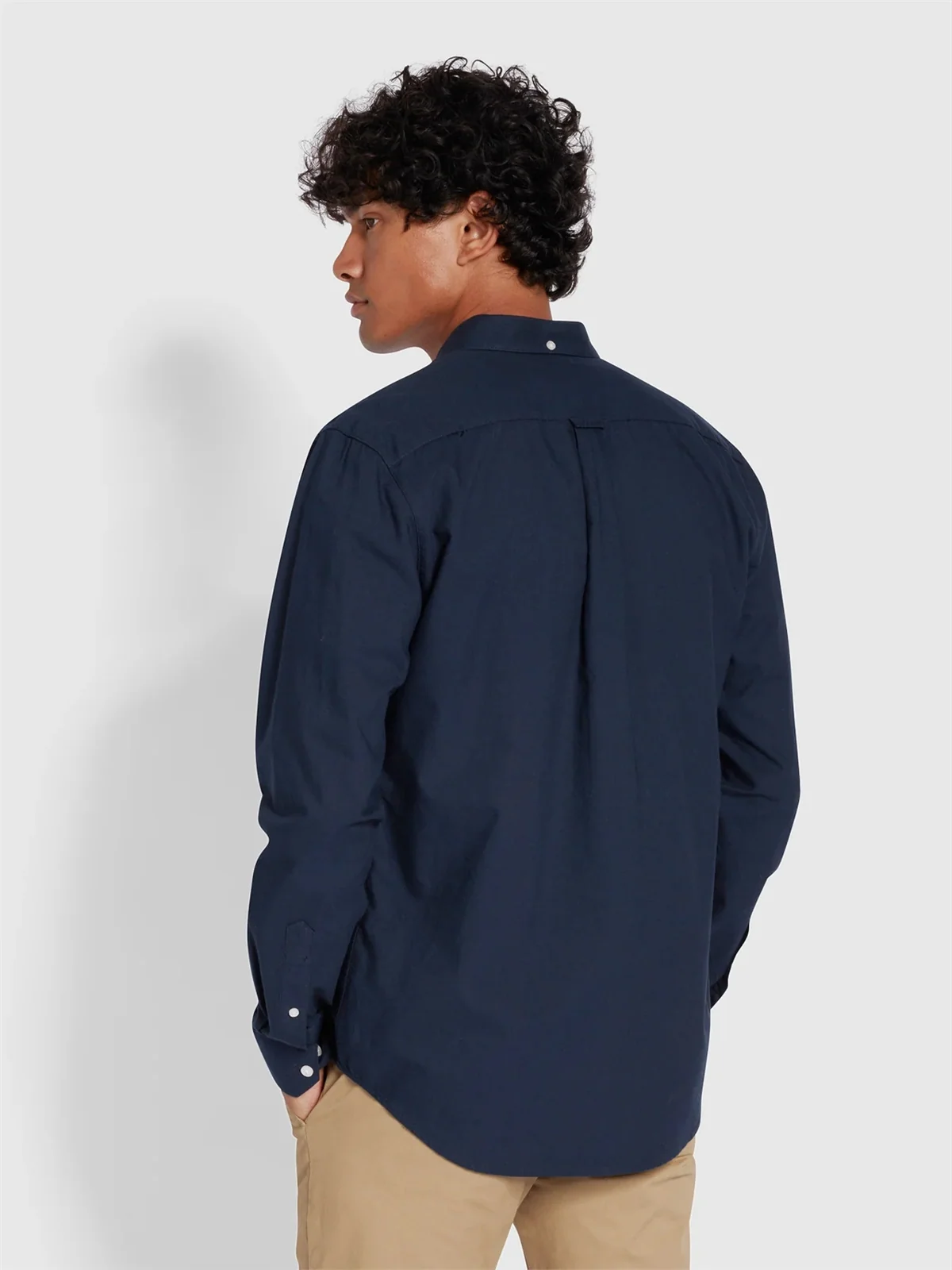 Farah Brewer Slim Fit Organic Cotton Oxford Shirt - Navy - XL