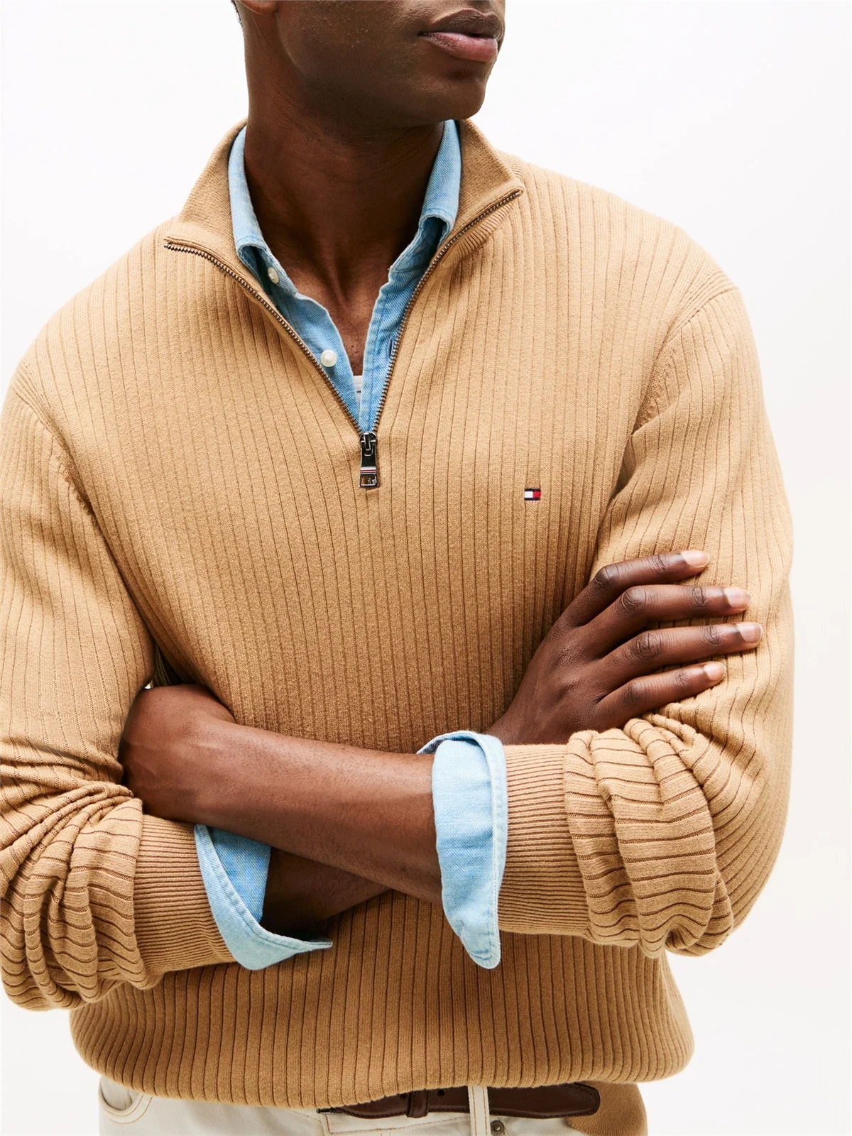 Tommy Hilfiger Quarter-Zip Jumper With Cashmere - Beige - 2XL