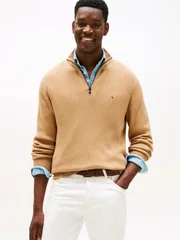 Tommy Hilfiger Quarter-Zip Jumper With Cashmere - Beige - 2XL